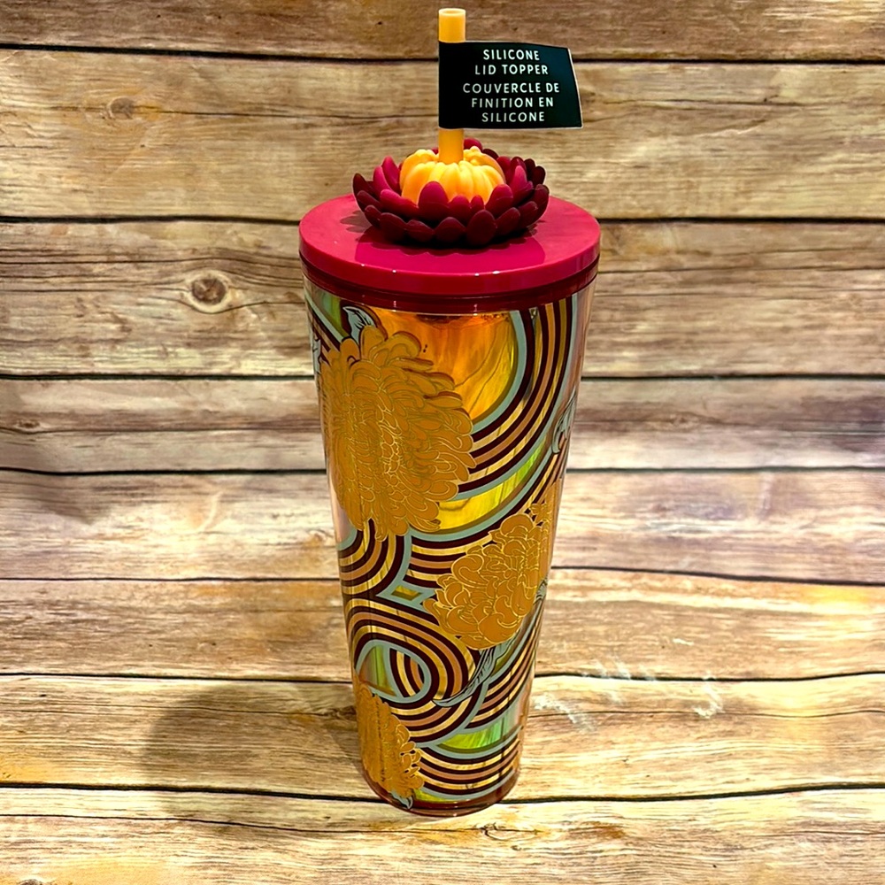Starbucks NWT Chrysanthemum Tumbler with Silicone Lid topper